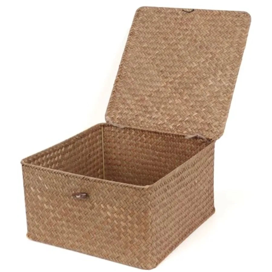 Wicker Shelf Baskets with Lid