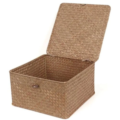 Wicker Shelf Baskets with Lid