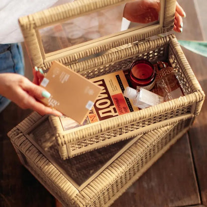 Large Handwoven Boho Rattan Display Boxes