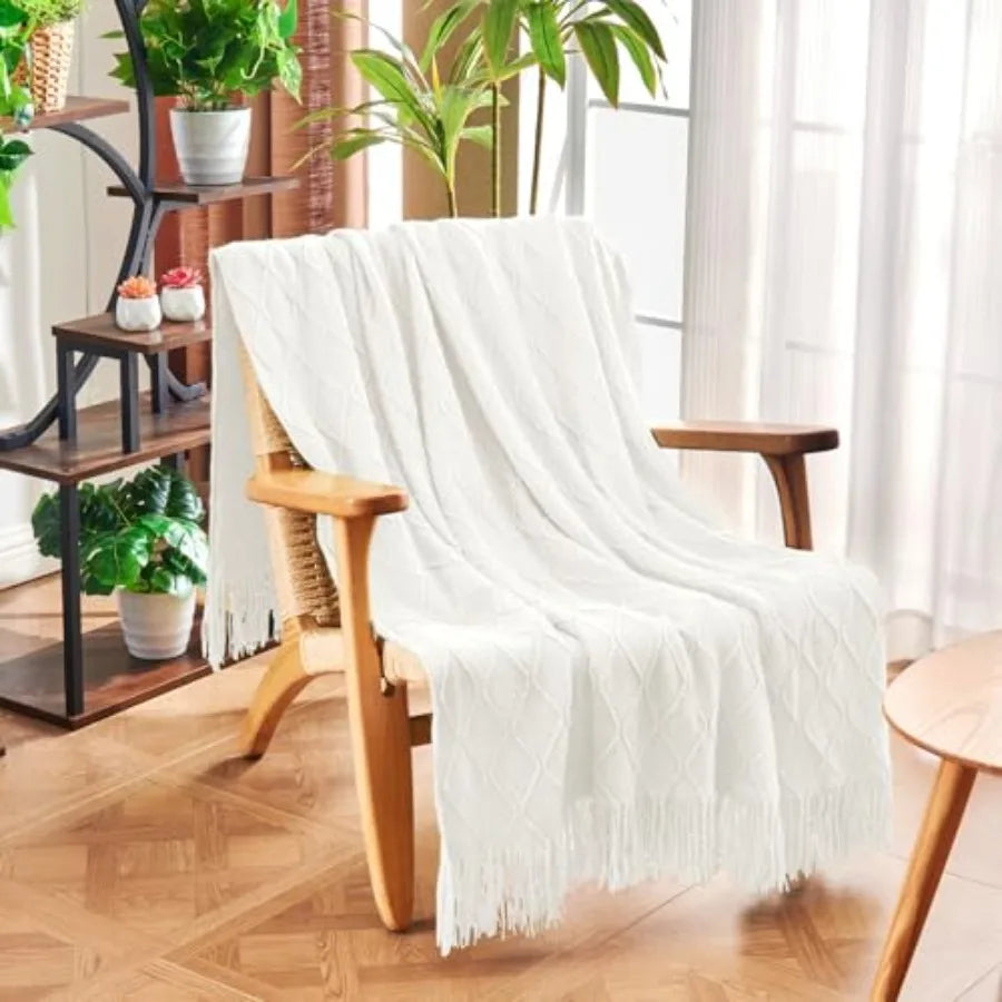 Knitted Throw Blanket for Couch and Bed