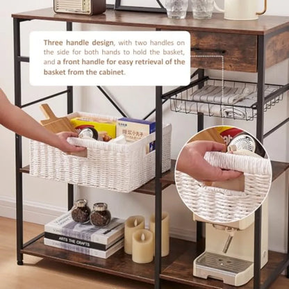 Paper Rope Shelf Baskets with Built-in Handles