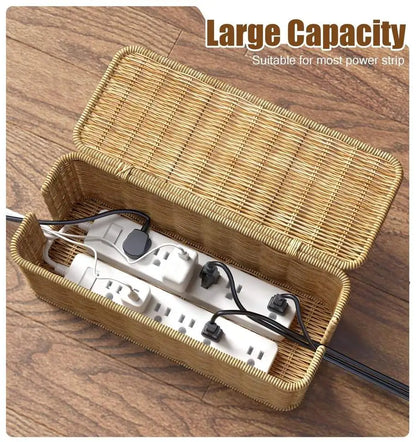 Boho Imitation Rattan Storage Box with Lid