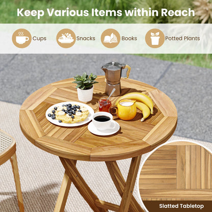 Patio Teak Wood Round Side Table