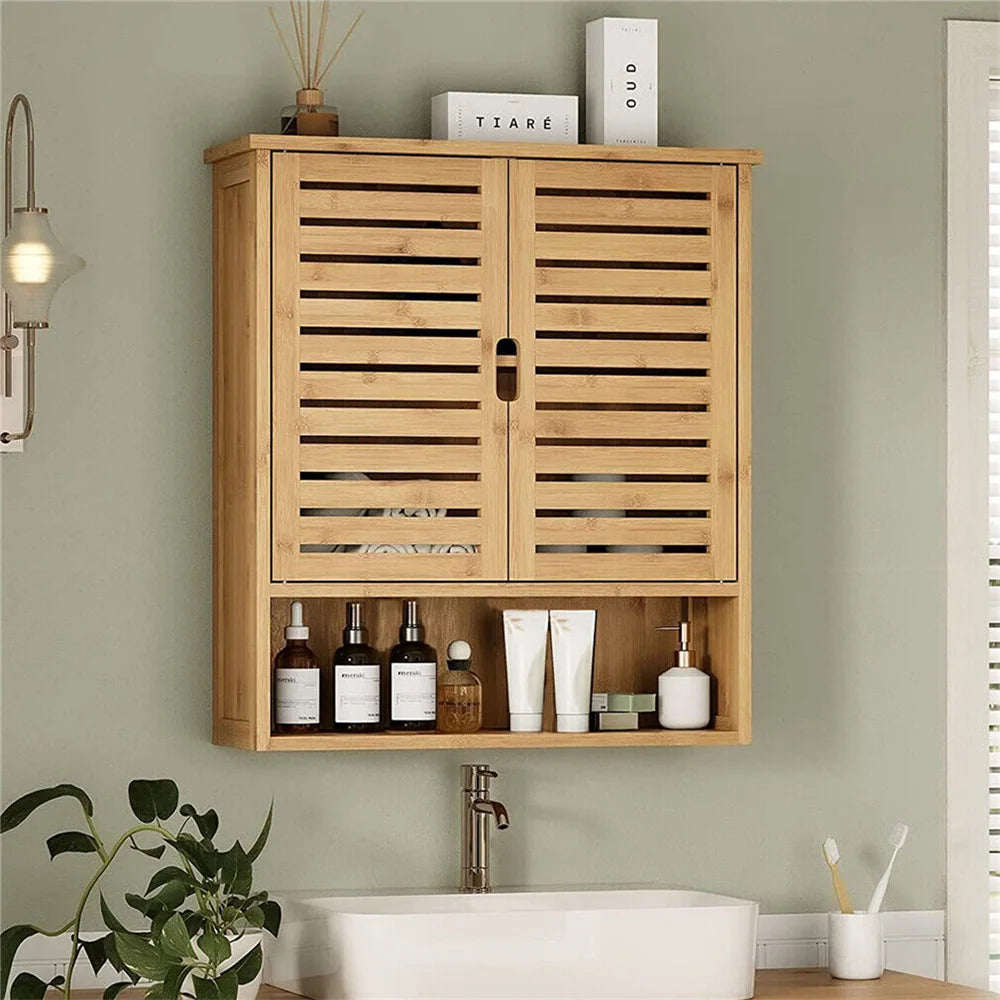 Natural Bamboo Wall-mounted Bathroom Cabinet