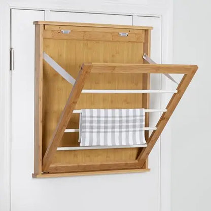Bamboo Folding Door-Mounted Laundry Drying Rack