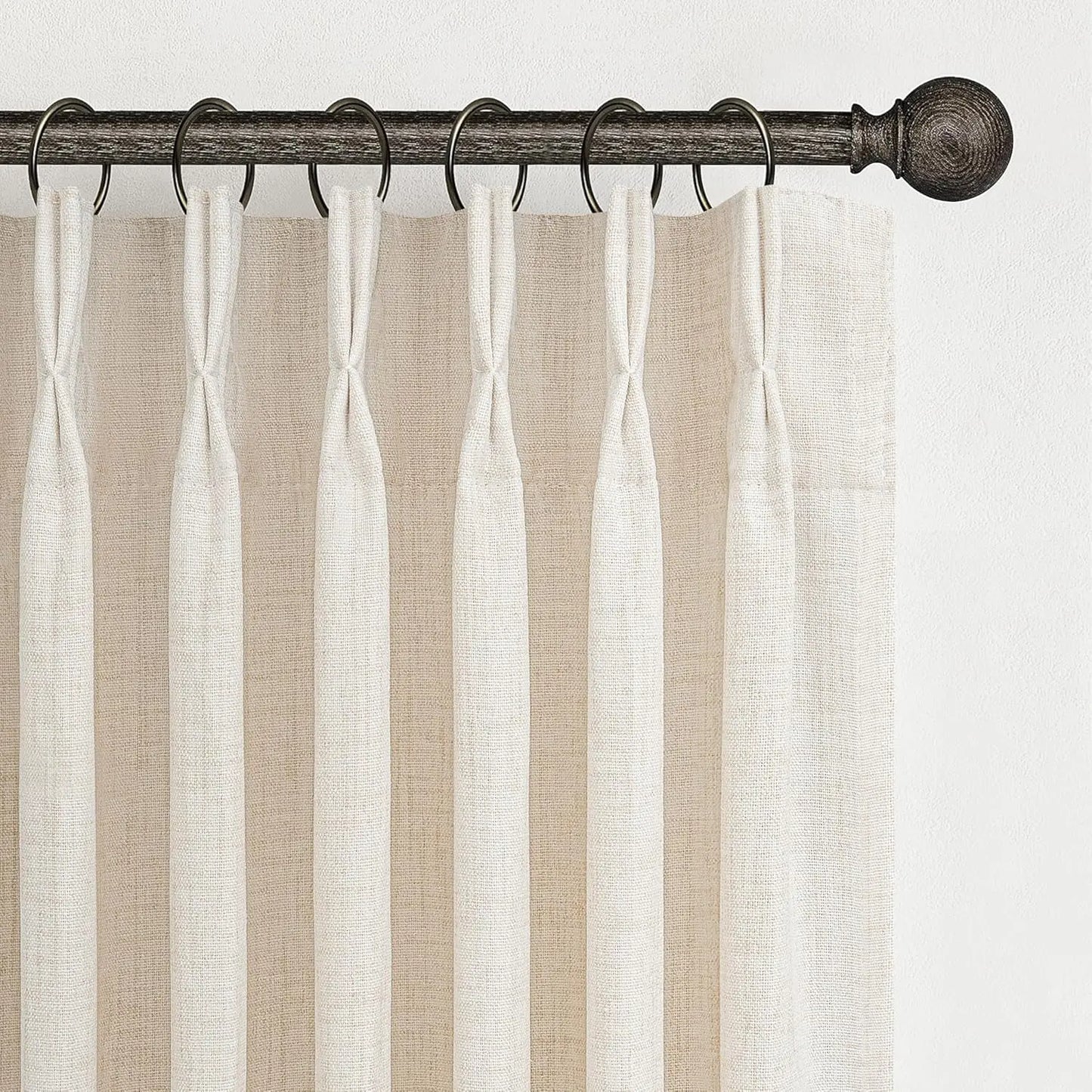 Pinch Pleated Linen Curtains 96 Inches
