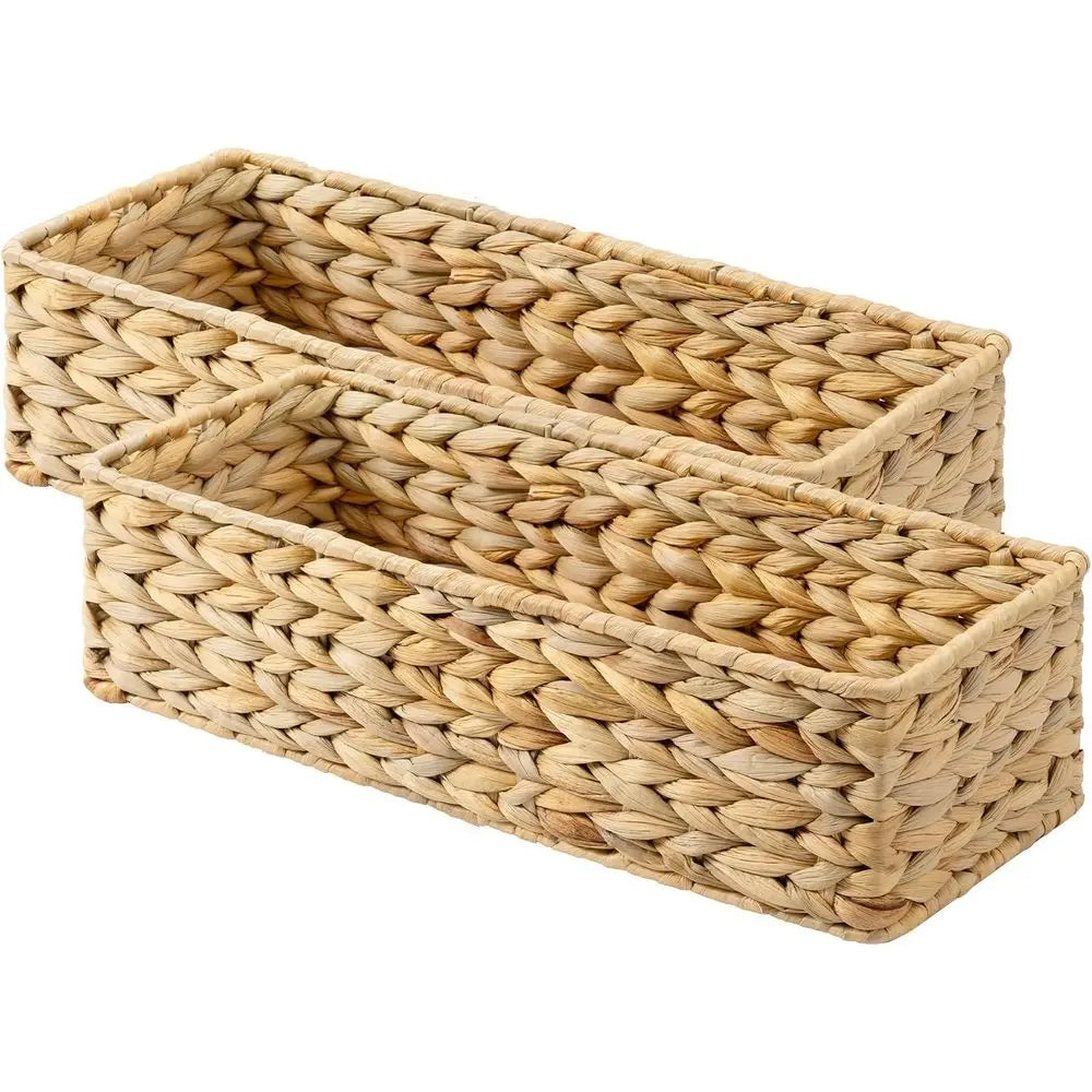 Bathroom Water Hyacinth Storage Baskets, 2-Pack