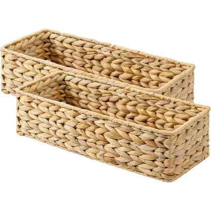 Bathroom Water Hyacinth Storage Baskets, 2-Pack