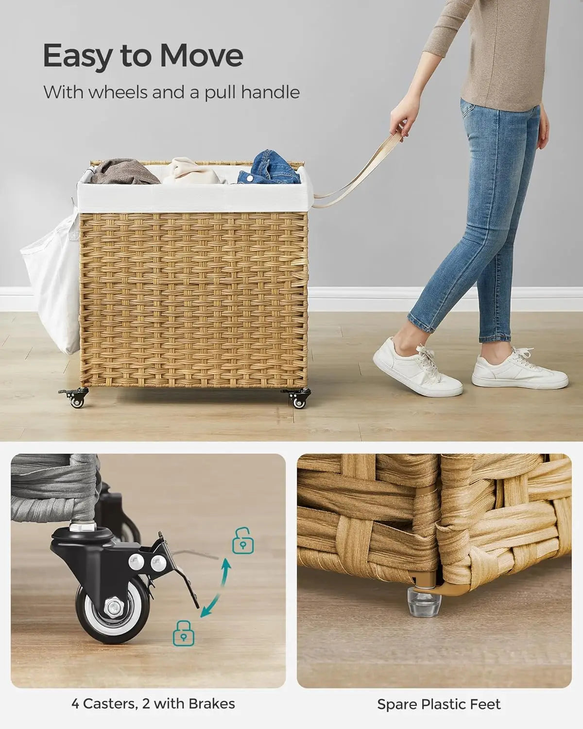 37-Gallon Rolling Laundry Basket with Lid
