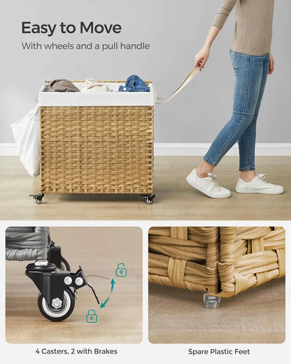 37-Gallon Rolling Laundry Basket with Lid