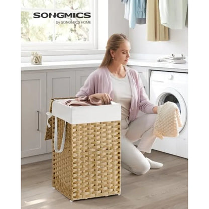 Rattan Clothes Laundry Basket with Lid and Handles