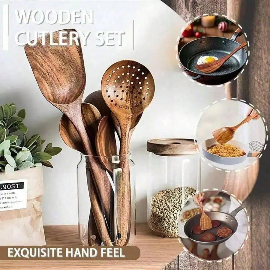 5pcs Wooden Spoons Lightweight And Heat Resistant