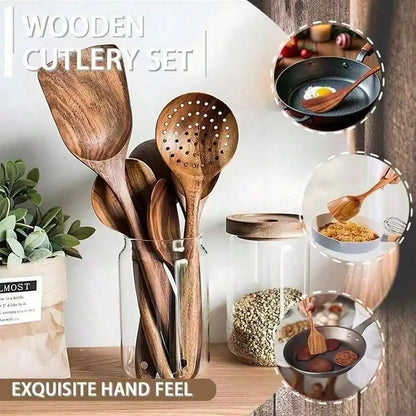 5pcs Wooden Spoons Lightweight And Heat Resistant