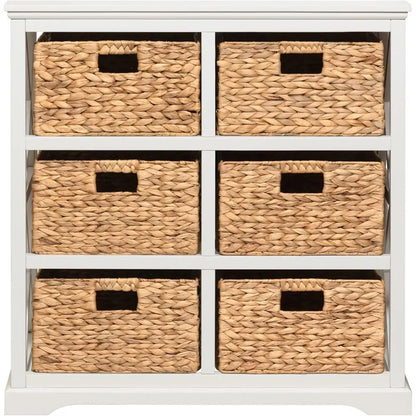 3 Tier X-Side End Storage Cabinet 6 Wicker Basket