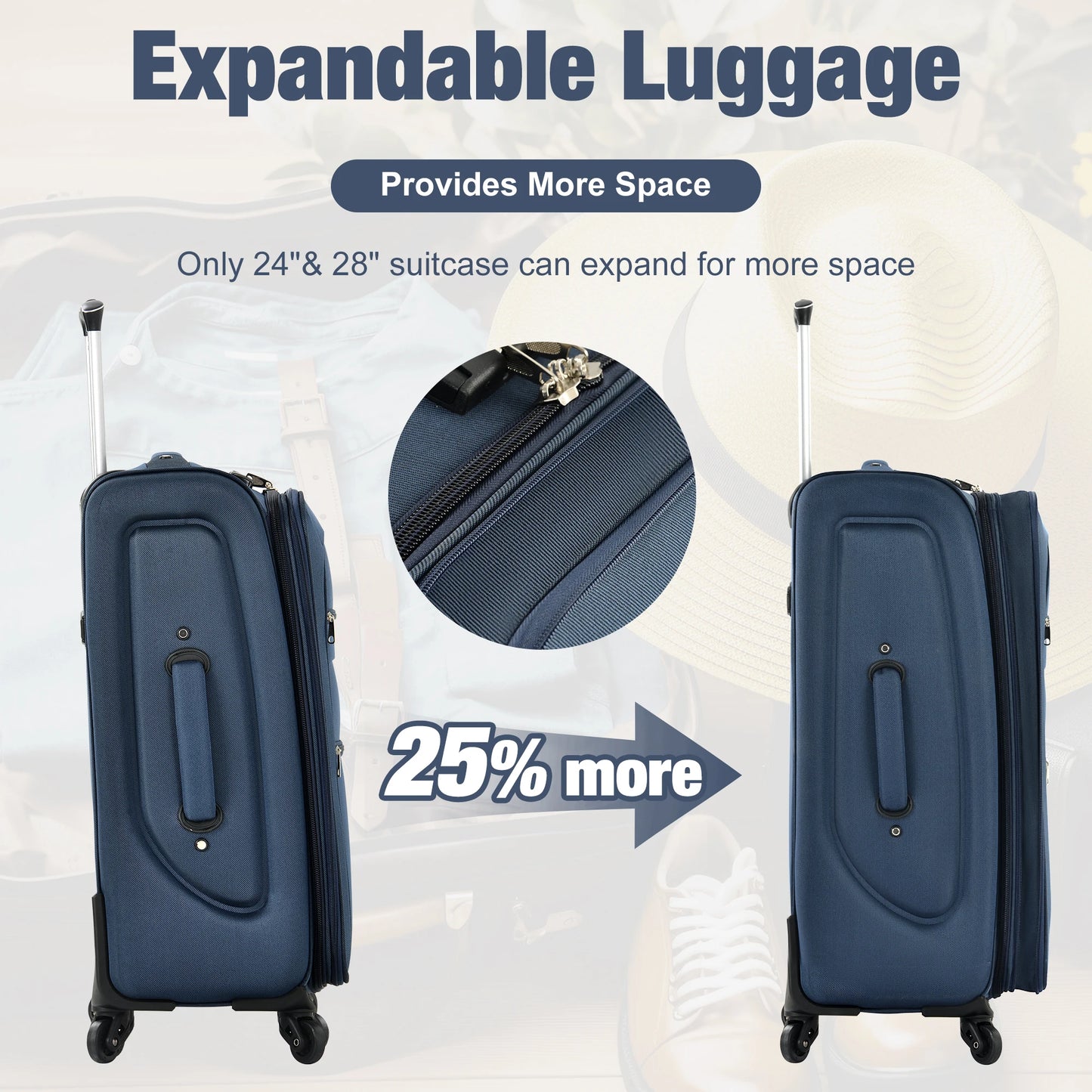 5 Piece Set Soft Expandable Travel Luggage Bag