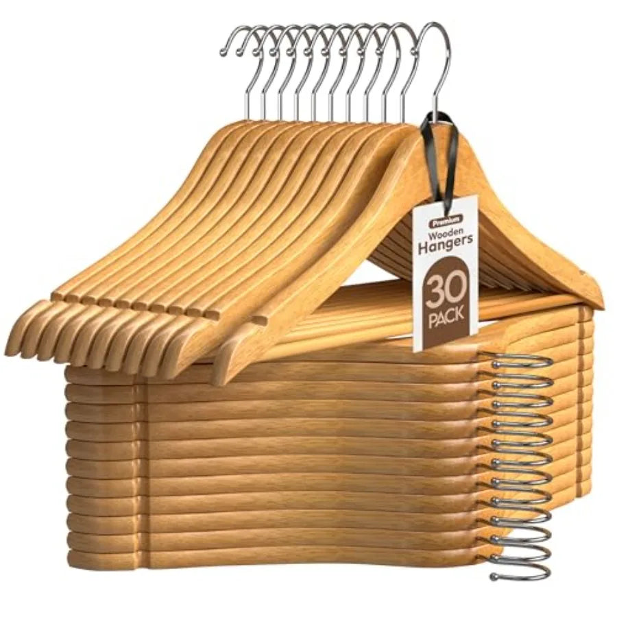Premium Wooden Hangers 30 Pack
