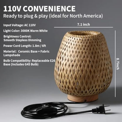 Table Lamp with Double Layer Woven Shade