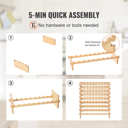 Bottle Stackable Modular Bamboo Wine Holder