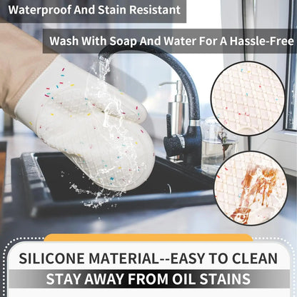 Cute Oven Gloves Heat Resistant Silicone Mittens