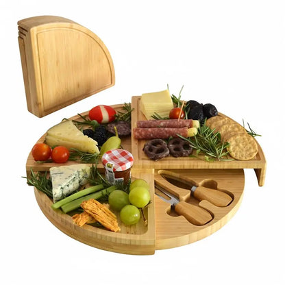 Bamboo Board for Appetizers with Cheese Tools