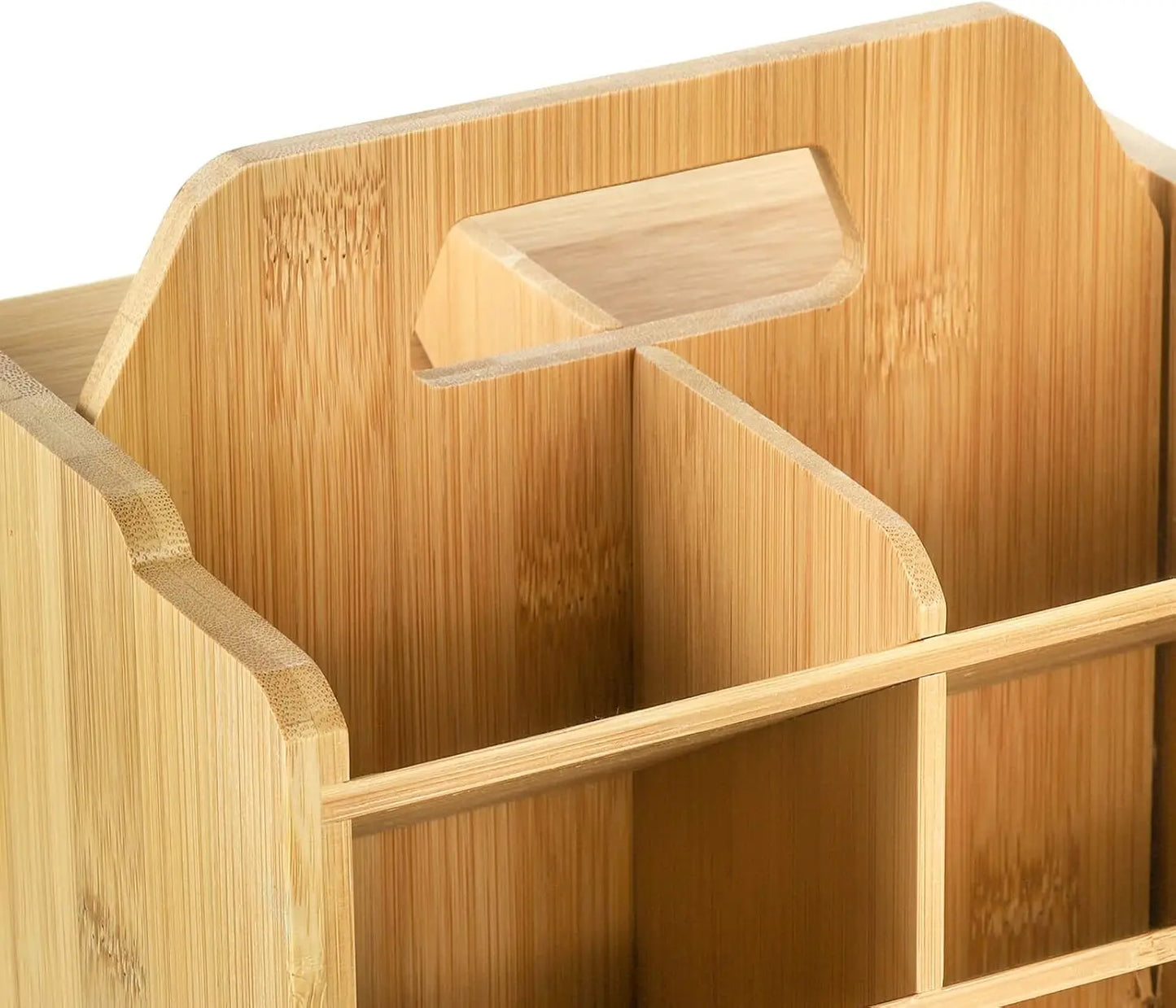 Rotating Bamboo Pen Holder Organizer Desk Stand