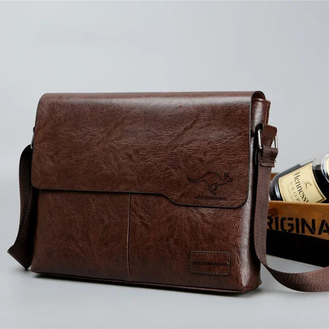 Men's Business Leather Shoulder Bag  Crossbody Handbag