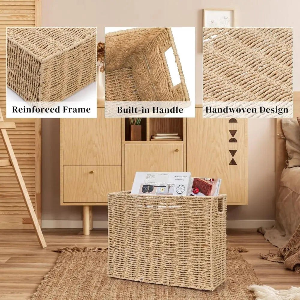 15'' x 6'' x 11'' Book Basket with Built-in Handles