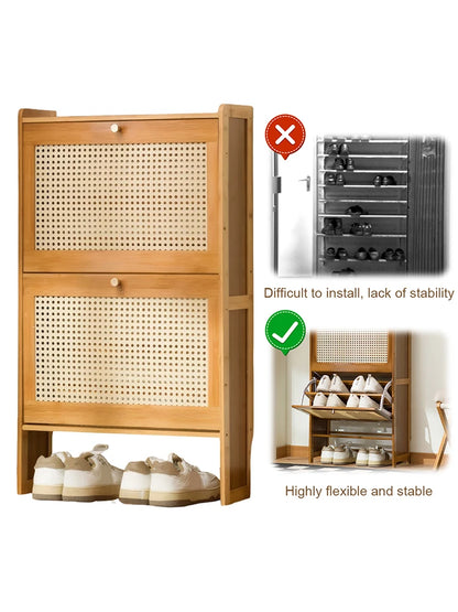 Shoes Storage Organizer with 2 Flip Drawers