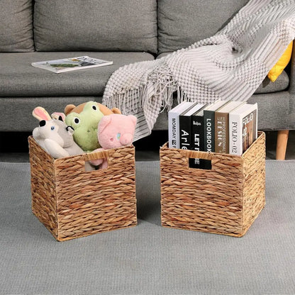 Set of 2 Collapsible Cube Wicker Storage Baskets