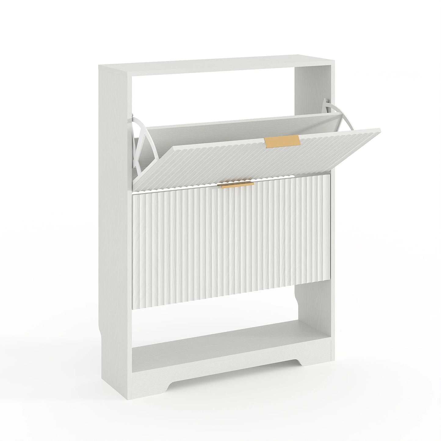 Narrow Shoe Storage Cabinet With 2 Flip Drawers