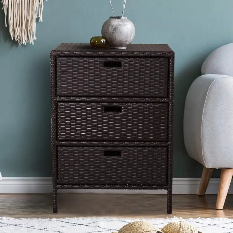 Outdoor Towel Cabinet Rattan Pool Storage Organizer