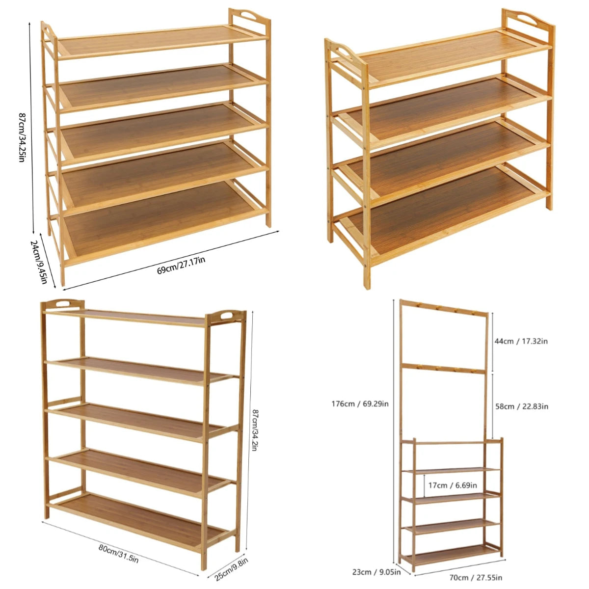 5-Tier Bamboo Wood Shoe Storage Shelf Rack