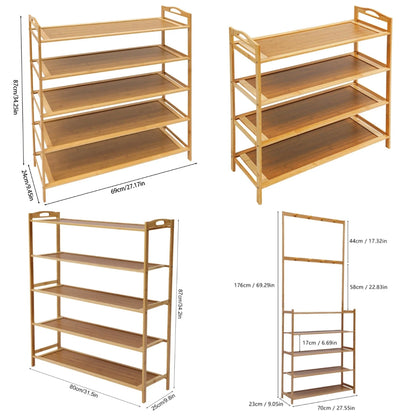 5-Tier Bamboo Wood Shoe Storage Shelf Rack