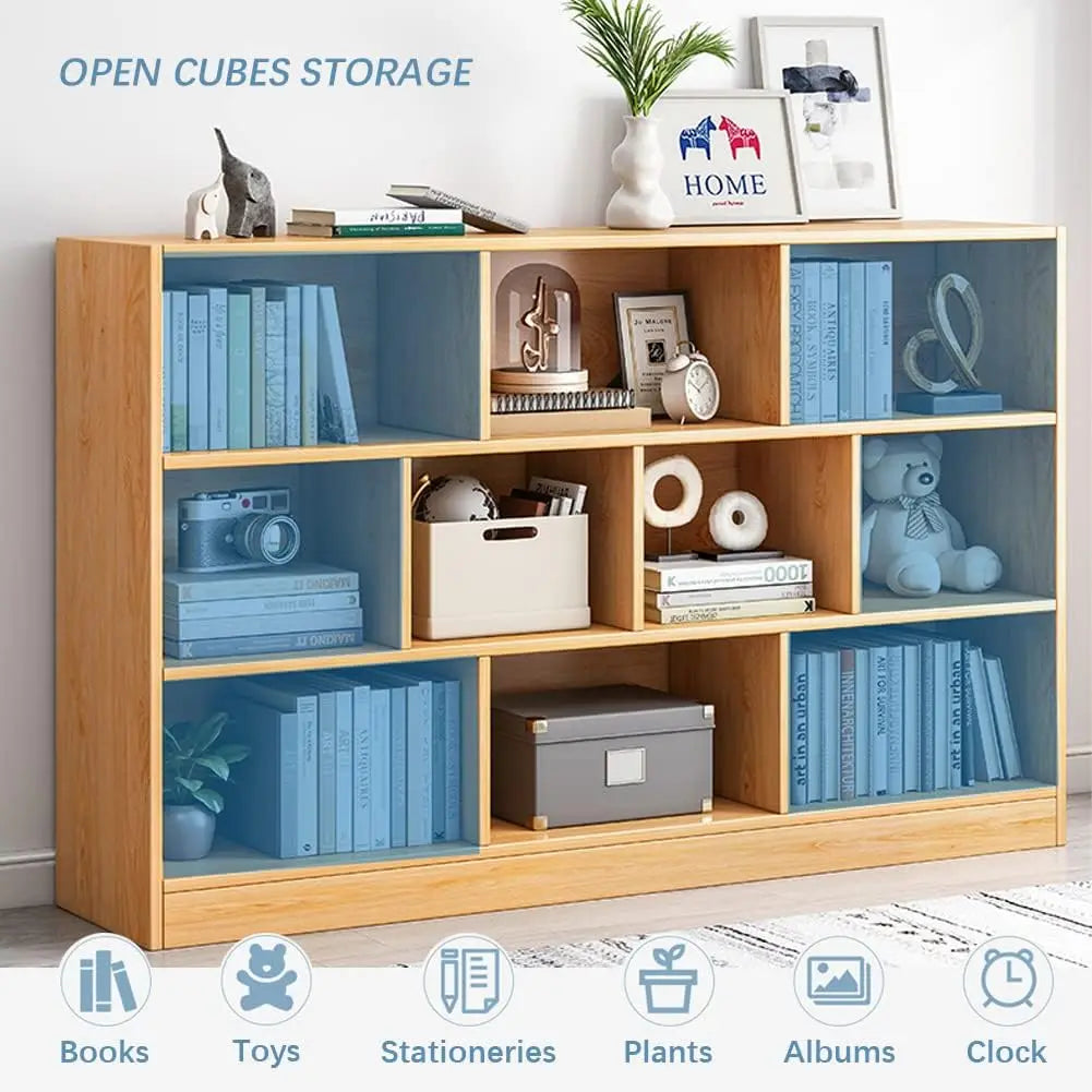 Wooden 3-Tier Open Shelf Bookcase with Base