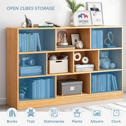 Wooden 3-Tier Open Shelf Bookcase with Base