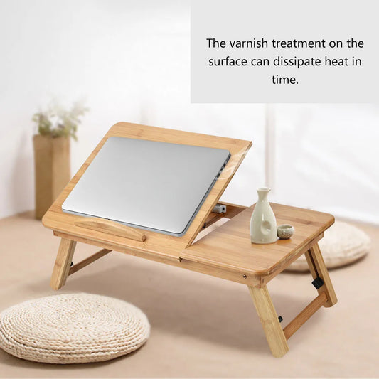 Folding Lifting Table Wooden Bamboo Laptop Desk