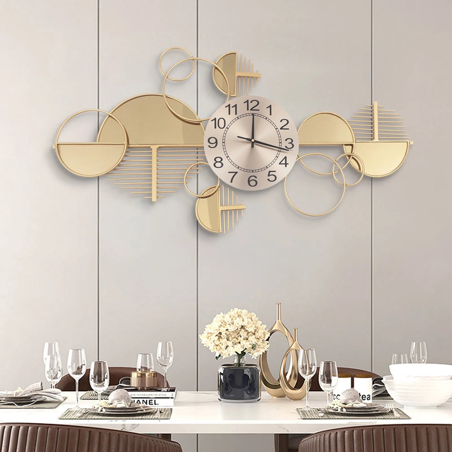 Modern Wall Clock Large Metal Minimalist Decor
