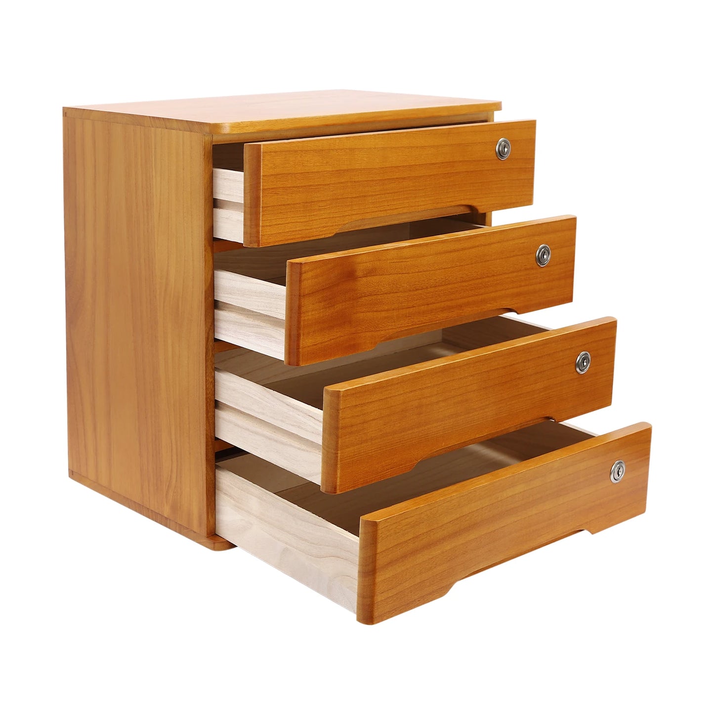 Wooden Desktop Storage Organizer with Lockable Drawers