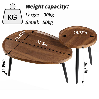 Set of 2 Mid-Century Coffee Tables Solid Wood