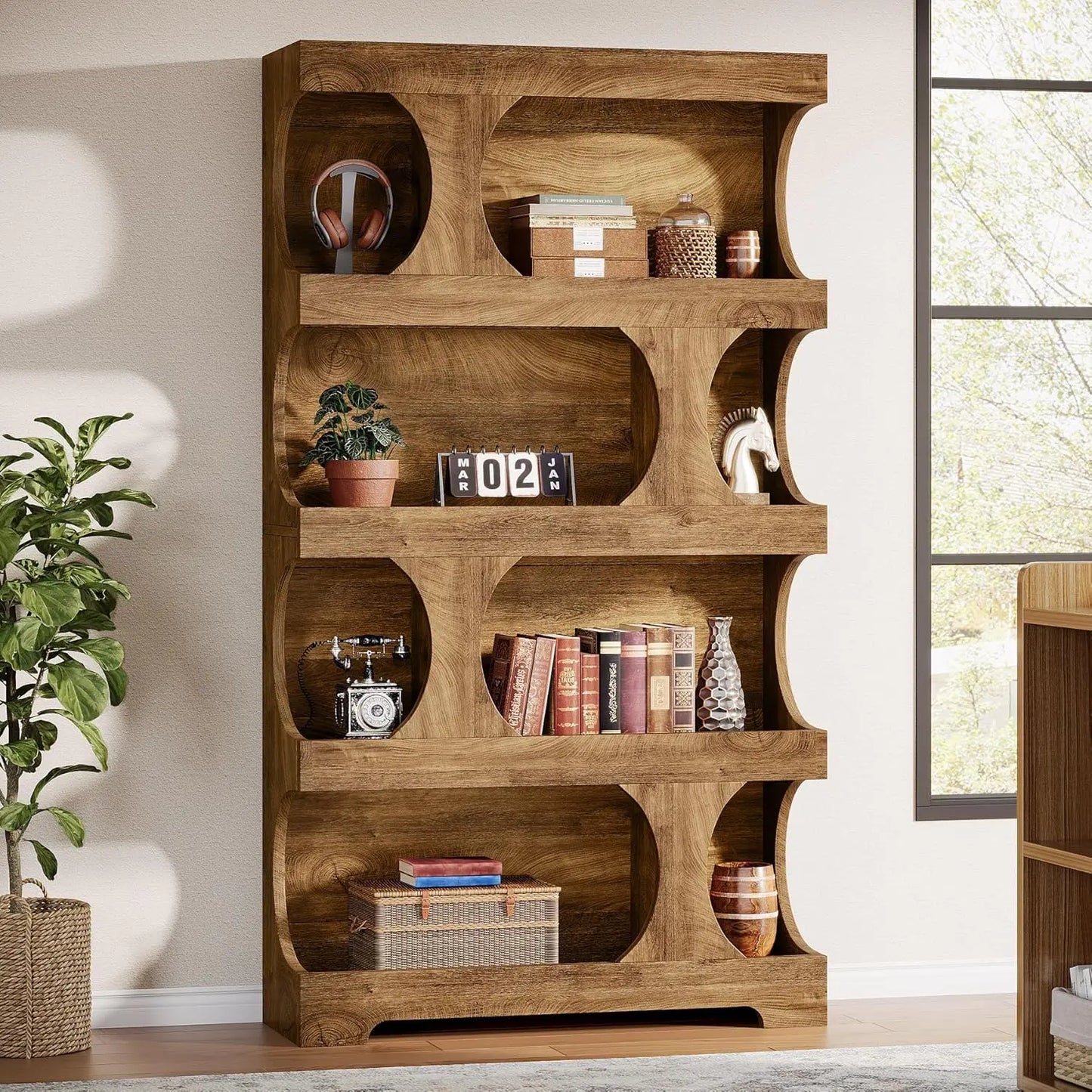Modern Asymmetrical Bookshelf Freestanding Display Shelf