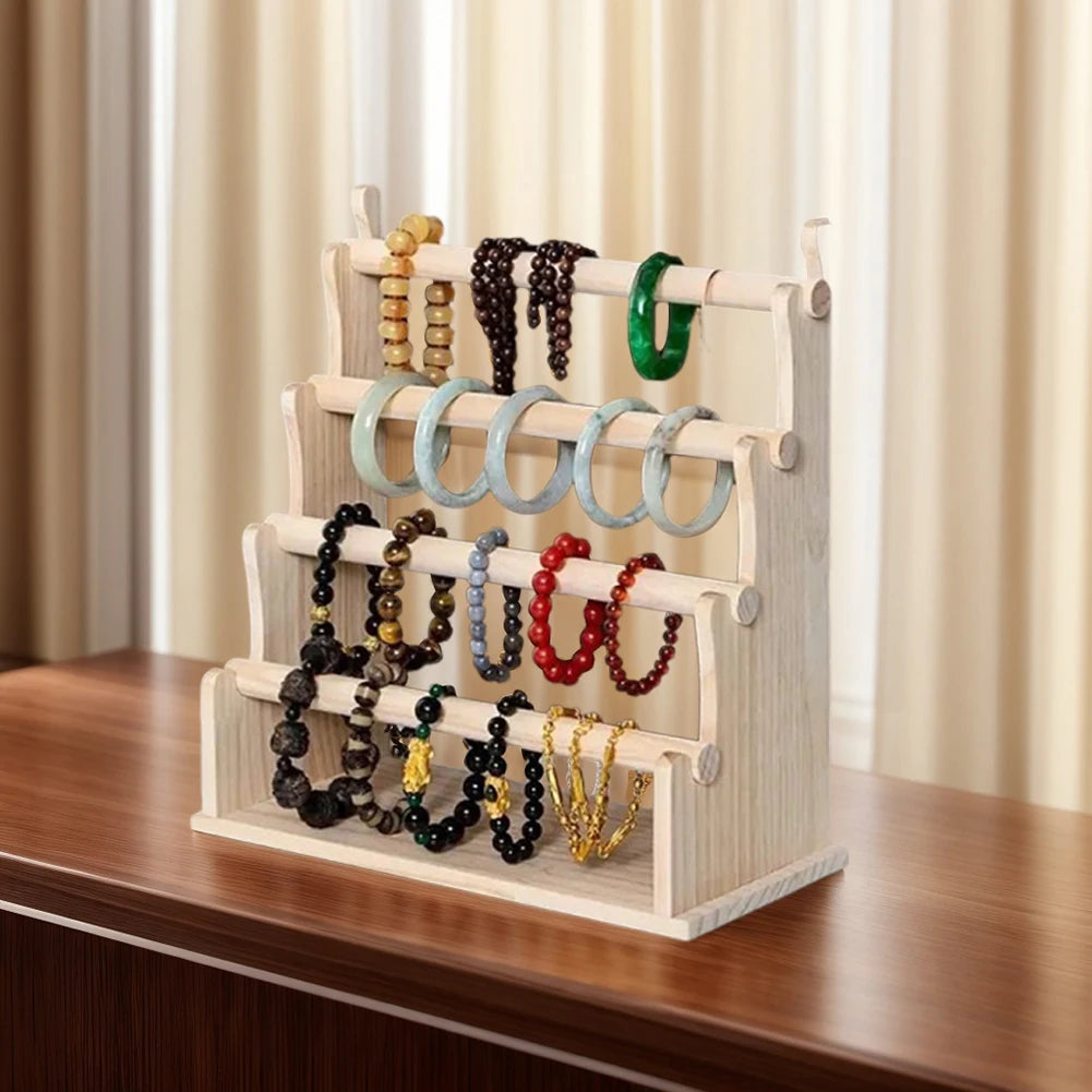 Wood Bracelet Display Stand Multi-Layer Organizer