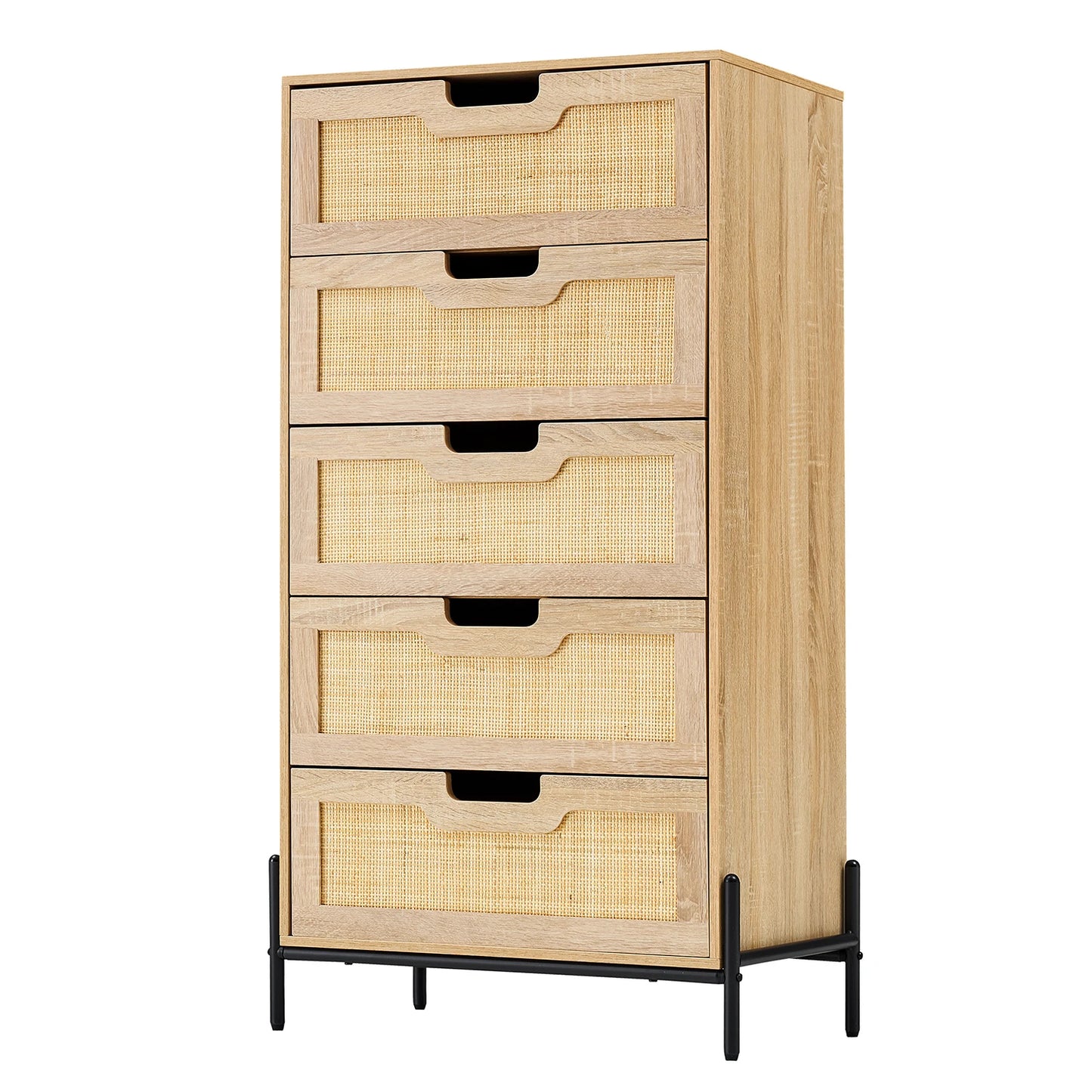47 Inch Tall Rattan 5-Drawer Dresser