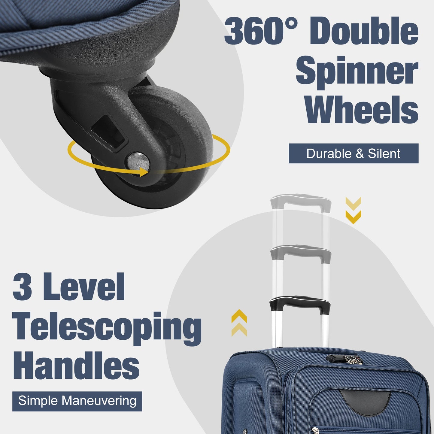 5 Piece Set Soft Expandable Travel Luggage Bag