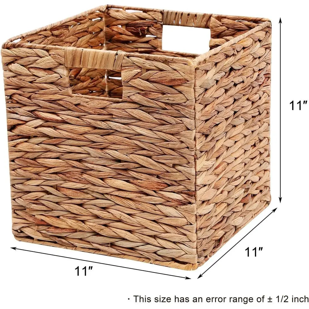 Set of 2 Collapsible Cube Wicker Storage Baskets