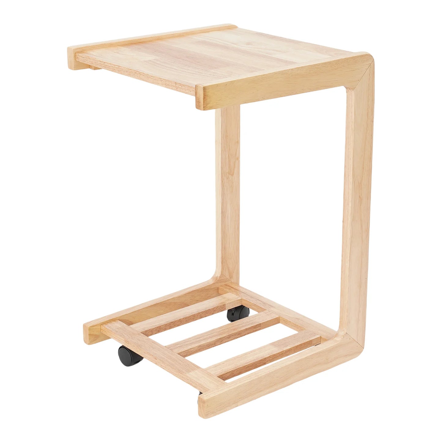 C-Shaped Small Side Table with Wheels