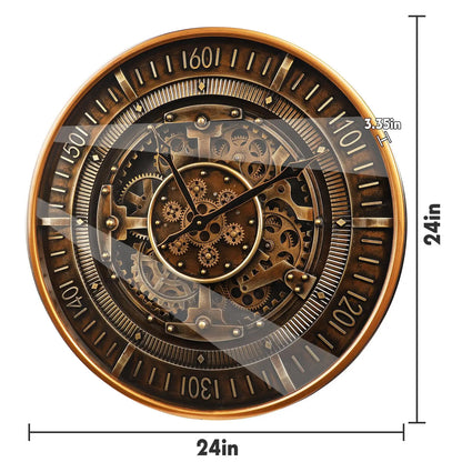 24 Inch Wall Clock With Moving Gears