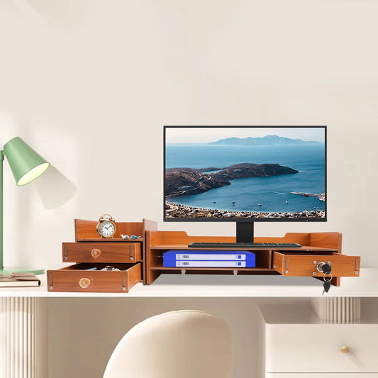 Wooden Desk Monitor Riser Computer Stand
