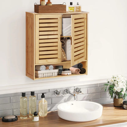 Wall-Mounted Bamboo Bathroom Cabinet Storage