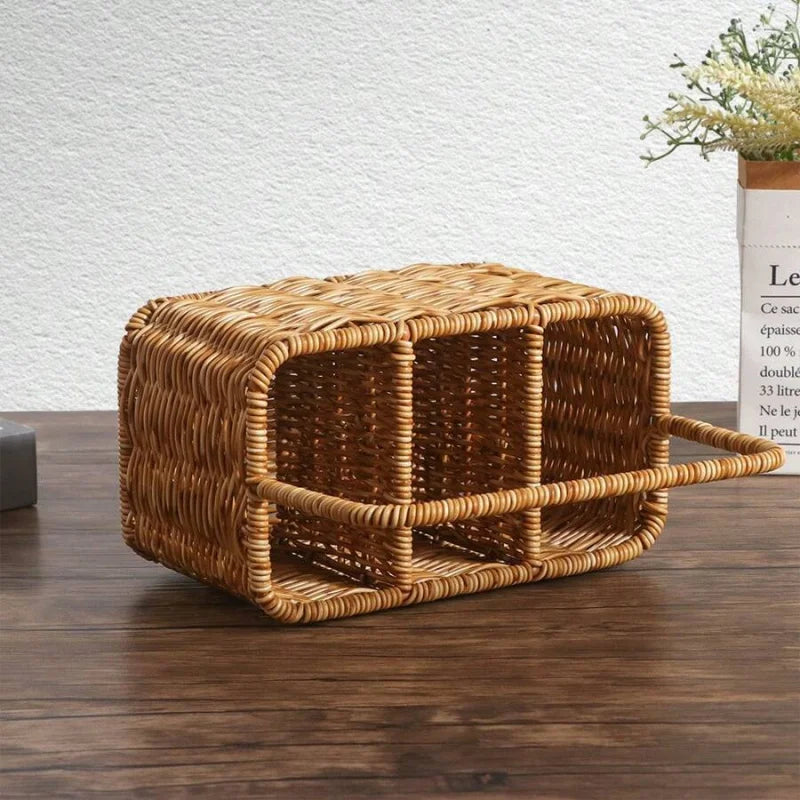 Handwoven Minimalist Square Multi-Compartment Storage Basket