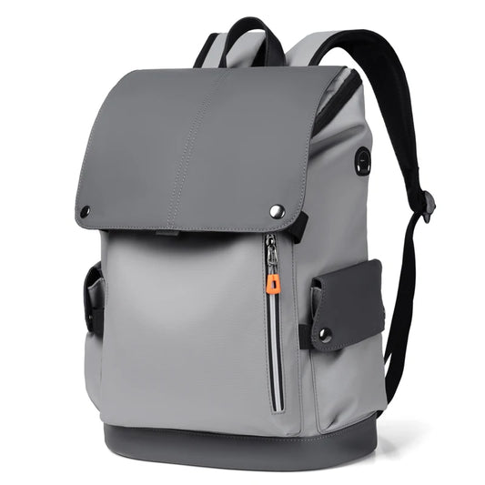 Leather Waterproof Men's Laptop Backpack USB Charging